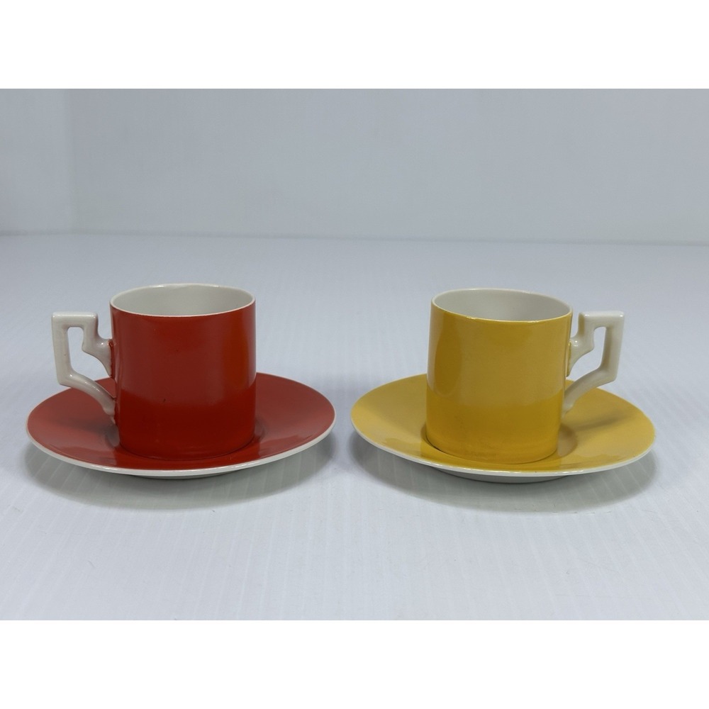 VTG Bloch & Co Eichwald Czechoslovakia Demitasse Cup & Saucer Red Yellow White